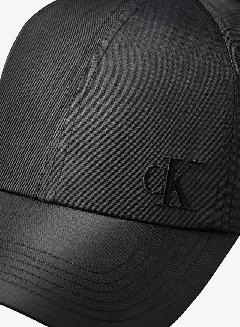 CALVIN KLEIN Black Embroidered Monogram Moire Cap for Women | Best Price UAE